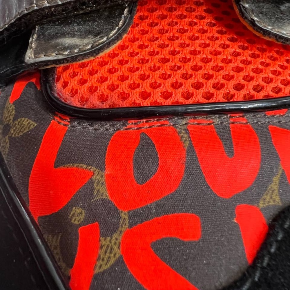 LOUIS VUITTON Stephen Spouse Graffiti Orange High-Top Sneakers US size 10 - Picture 5 of 12